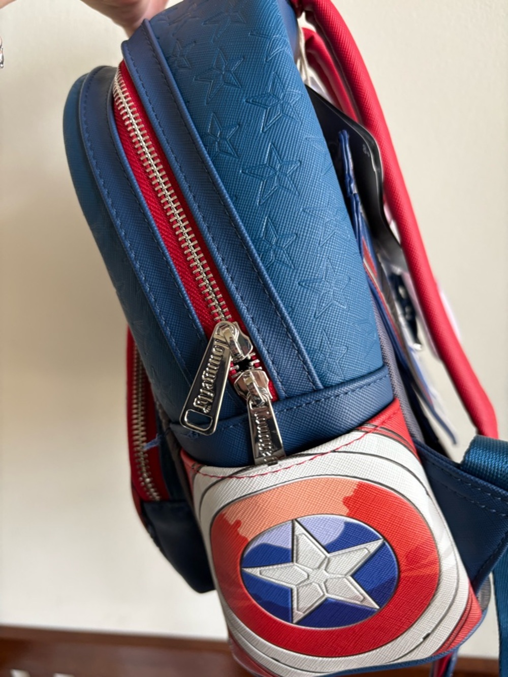 Loungefly Captain America Blue, Red & White Mini Backpack - Picture 4 of 5